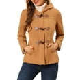 thumbnail image 1 of Unique Bargains Women's Winter Outwear Hooded Zip Up Button Toggle Pea Coat XS Brown, 1 of 7
