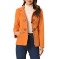 thumbnail image 1 of Unique Bargains Women's Winter Outwear Hooded Zip Up Button Toggle Pea Coat XS Orange, 1 of 6