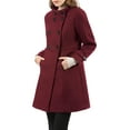 thumbnail image 1 of Unique Bargains Women's Winter Stand Collar Slant Pockets Double Breasted Coat M Burgundy, 1 of 7