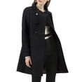 thumbnail image 1 of Unique Bargains Women's Winter Stand Collar Slant Pockets Double Breasted Coat S Black, 1 of 7
