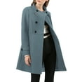thumbnail image 1 of Unique Bargains Women's Winter Stand Collar Slant Pockets Double Breasted Coat XS Oxford Blue, 1 of 7