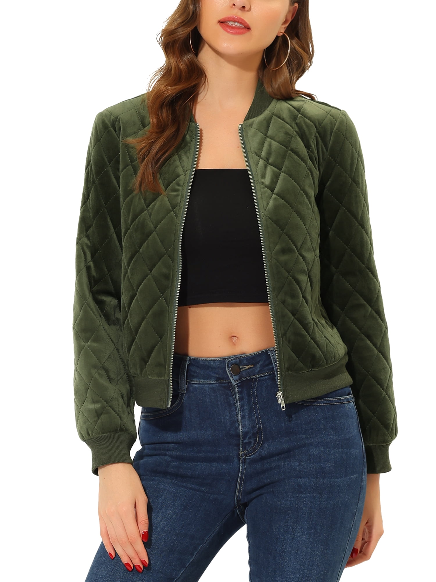 Womens quilted clearance bomber