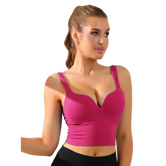 DARING DIVA WireFree Sports Bra Camisole Push-Up Underwear L Rose Red