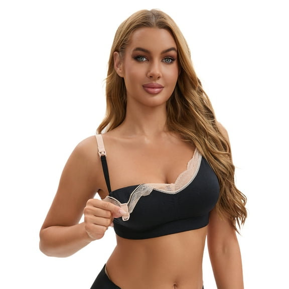 Unique Bargains Women's Wirefree Maternity Lingerie Bra XL Black
