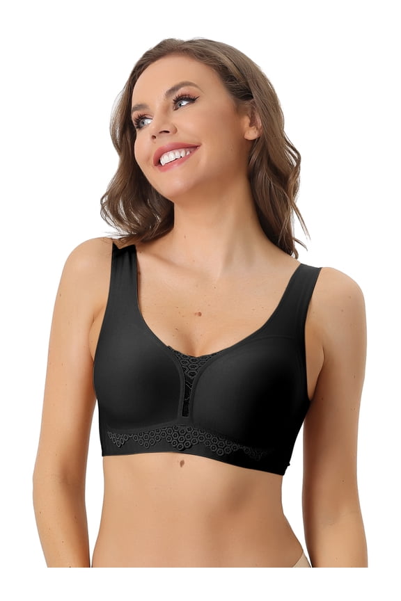 Women's Wirefree Sports Bra Breathable Workout Yoga Comfort Bralettes L Black