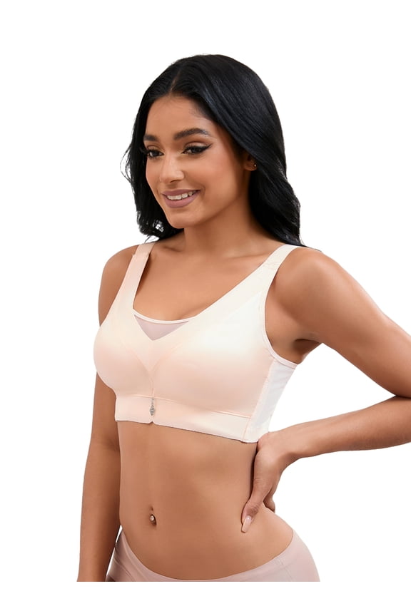 Women's Wirefree U Back V-Neck Mesh Minimizers Bras M Beige