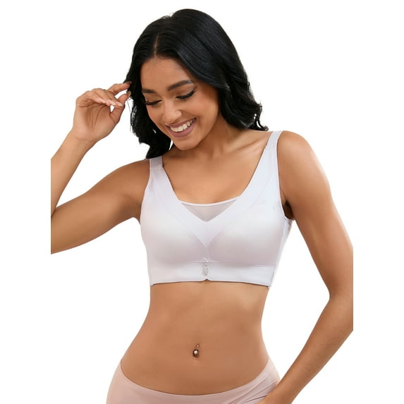 Unique Bargains Women's Wirefree U Back V-Neck Mesh Minimizers Bras XXL Purple