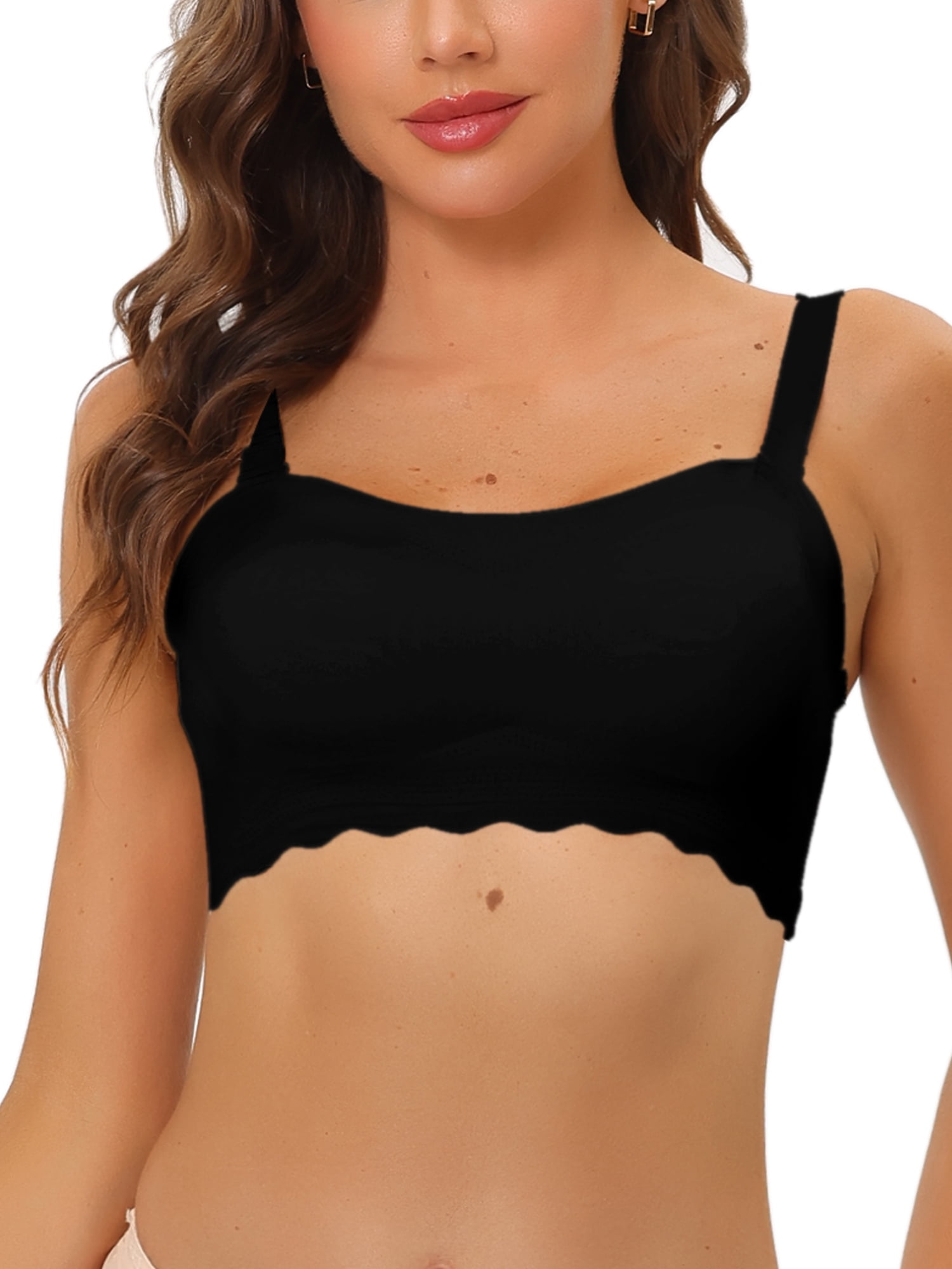 Unique Bargains Women's Wireless Non-Slip Top Strapless Bandeau Bra S Black