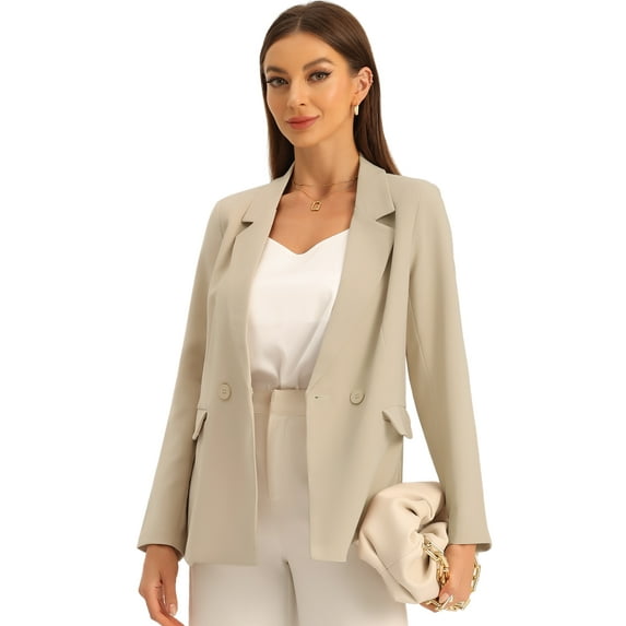 DARING DIVA Double Breasted Work Office Blazer L Khaki