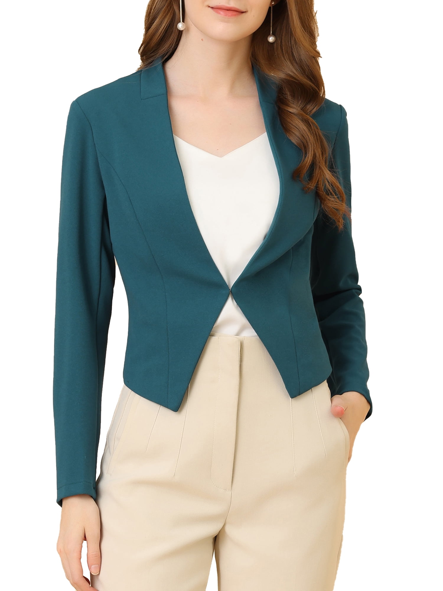 Collarless cropped blazer best sale