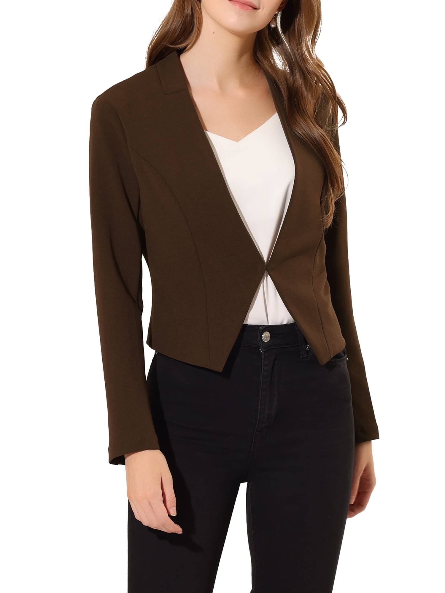 Collarless cropped shop blazer