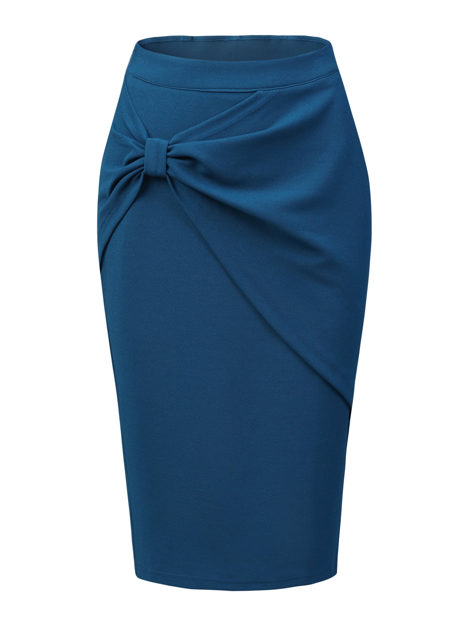 DARING DIVA Women's High Waist Pencil Work Bodycon Skirt XL Peacock Blue
