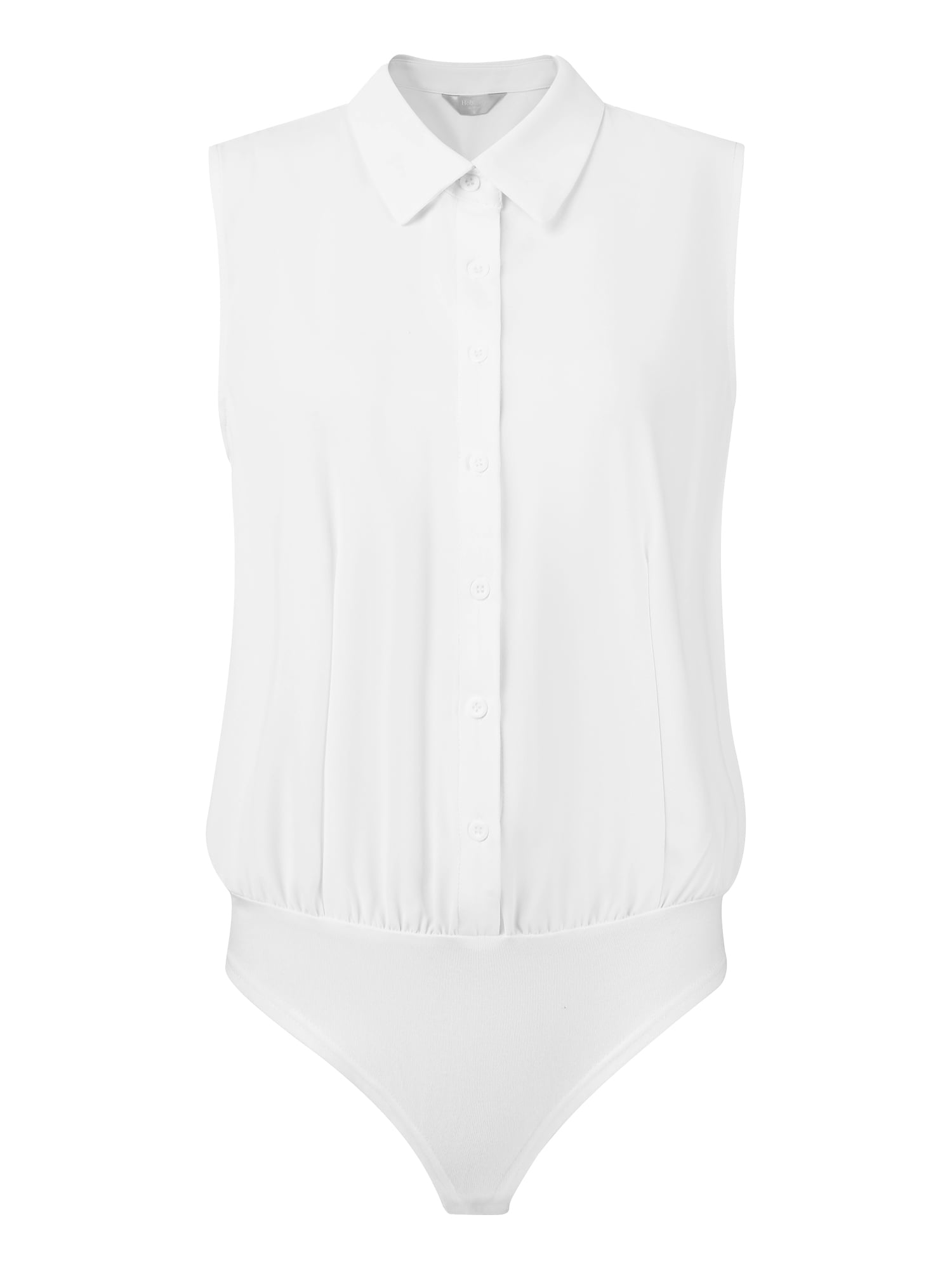 DARING DIVA Button Up Body Suit Work Collared Bodysuit M White