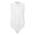 thumbnail image 1 of DARING DIVA Button Up Body Suit Work Collared Bodysuit S White, 1 of 6