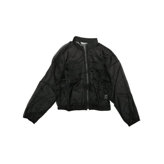 Unique Bargains Women's Zip Up Long Sleeve See Through Sheer Bomber Jackets XL Black