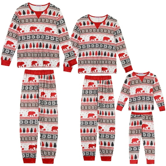 Unique Bargains Womens 2 Pcs Christmas Family Matching Pajama Set Xmas Party Sleepwear XS White Kids