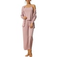 thumbnail image 1 of Unique Bargains Womens 3 Pcs Sleepwear Long Sleeve Tops Cami and Pants Pajama Set S Pink, 1 of 5