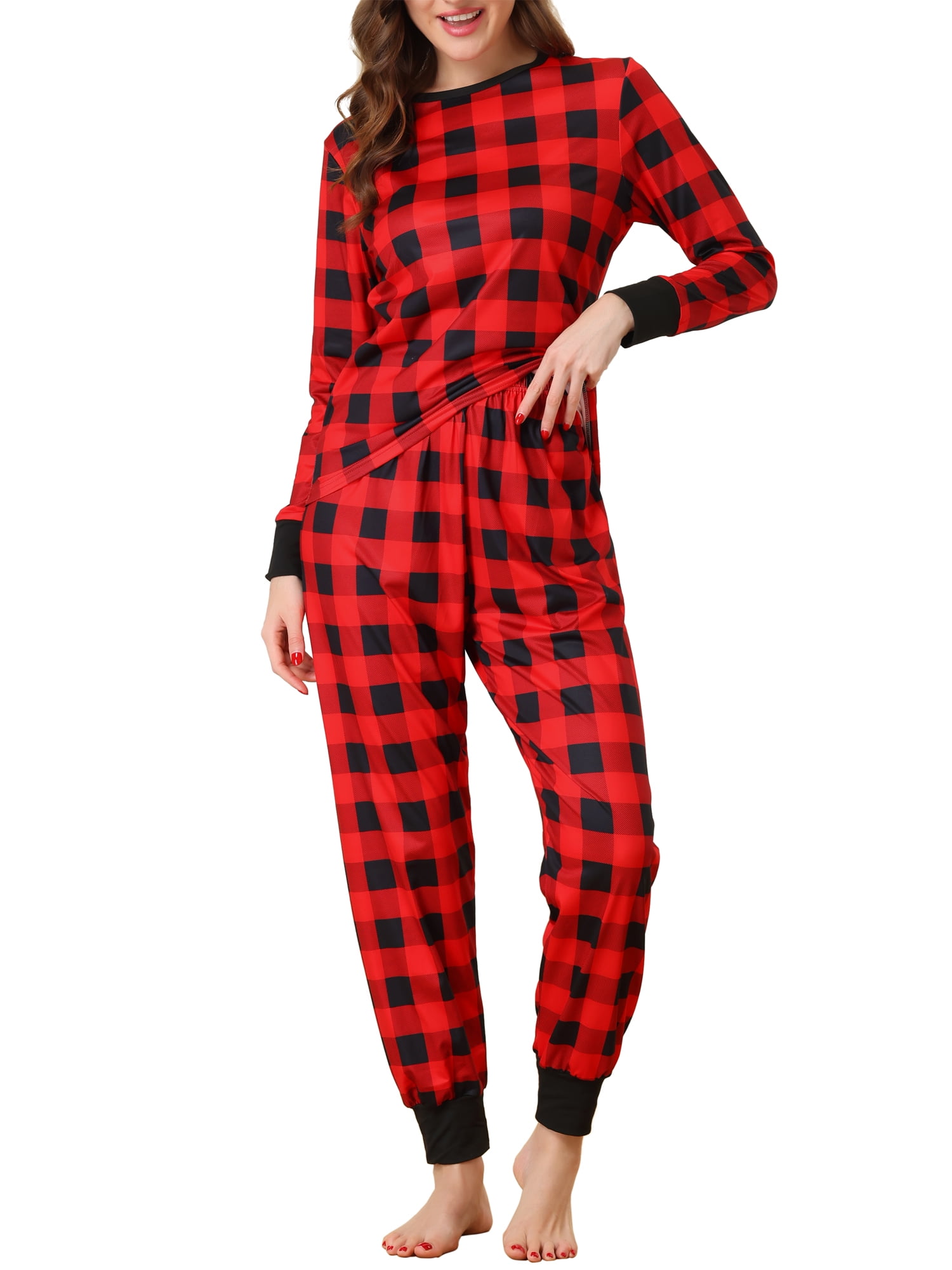 Unique Bargains Womens Christmas Nightwear with Pants Loungewear Pajama Sleepwear Sets