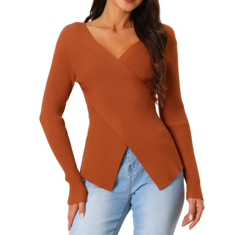 Women V-Neck Long Sleeve Casual Sweater