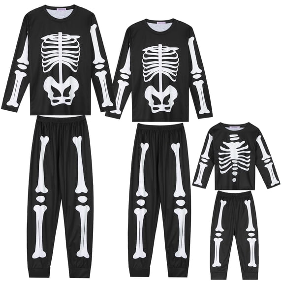 Unique Bargains Womens Family Pajama Set Halloween Long Sleeve Sleepwear Party Pj Sets M Black Mens