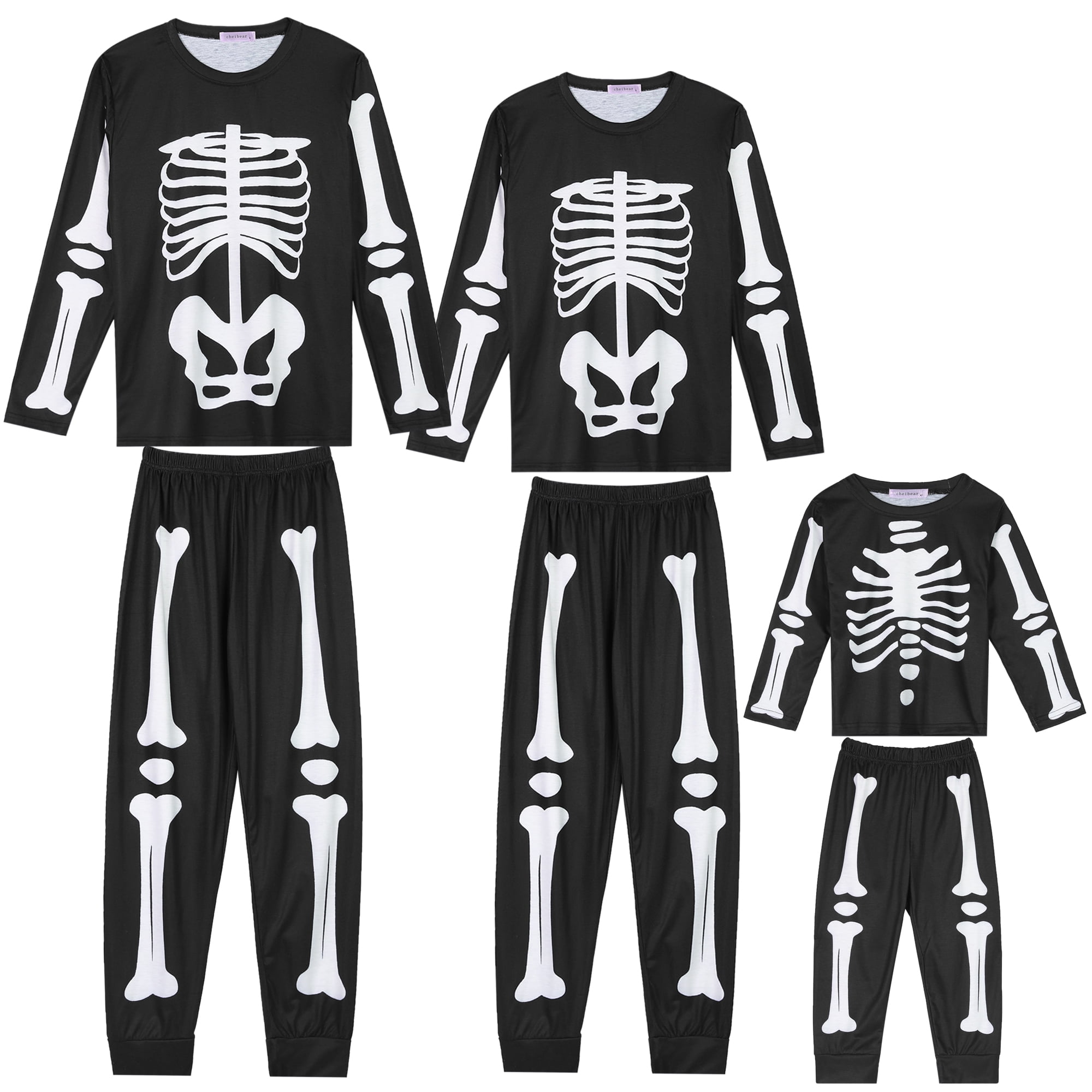 Unique Bargains Womens Family Pajama Set Halloween Long Sleeve Sleepwear Party Pj Sets S Black Women