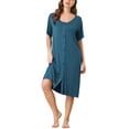 thumbnail image 1 of Unique Bargains Womens Modal Nightshirt Soft Button Down Short Sleeve Nightgown, 1 of 5