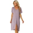 thumbnail image 1 of Unique Bargains Womens Modal Nightshirt Soft Button Down Short Sleeve Nightgown, 1 of 5