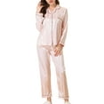 thumbnail image 1 of Unique Bargains Womens Nightwear with Pants Lounge Satin Button Down Pajama Sleepwear Sets, 1 of 5