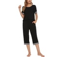 thumbnail image 1 of Unique Bargains Womens Pajama Set Round Neck with Capri Pants Pjs Lounge Sleepwear Sets, 1 of 5