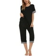 thumbnail image 1 of Unique Bargains Womens Pajama Set Round Neck with Capri Pants Pjs Lounge Sleepwear Sets, 1 of 5