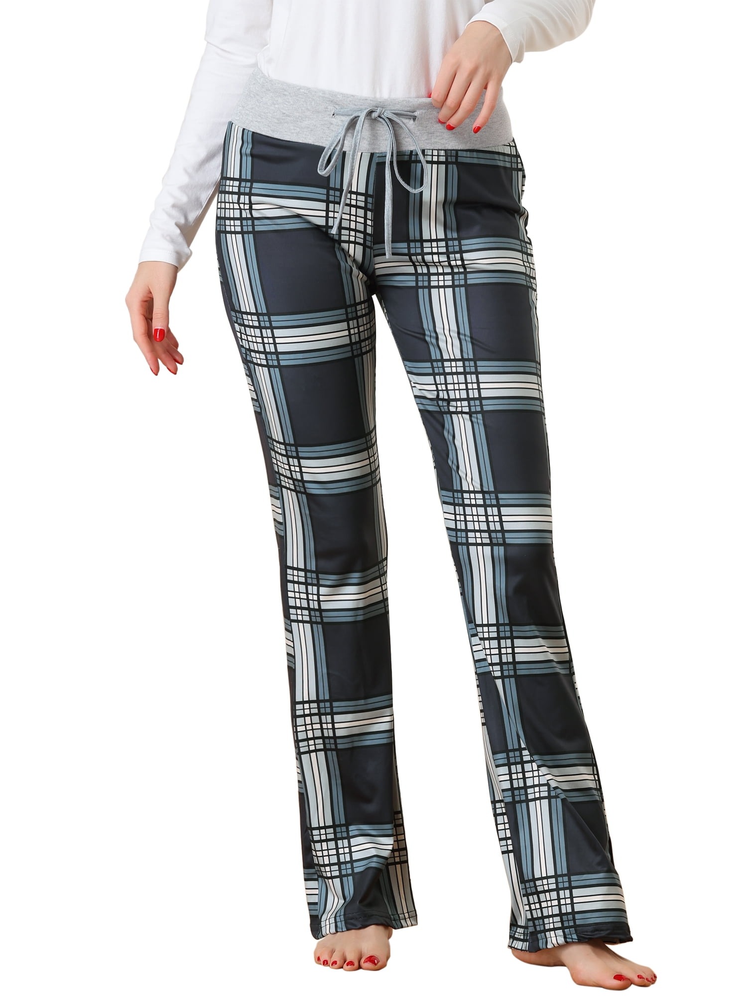Unique Bargains Womens Pajamas Yoga Casual Trousers Wide Leg Sleepwear Lounge Pants
