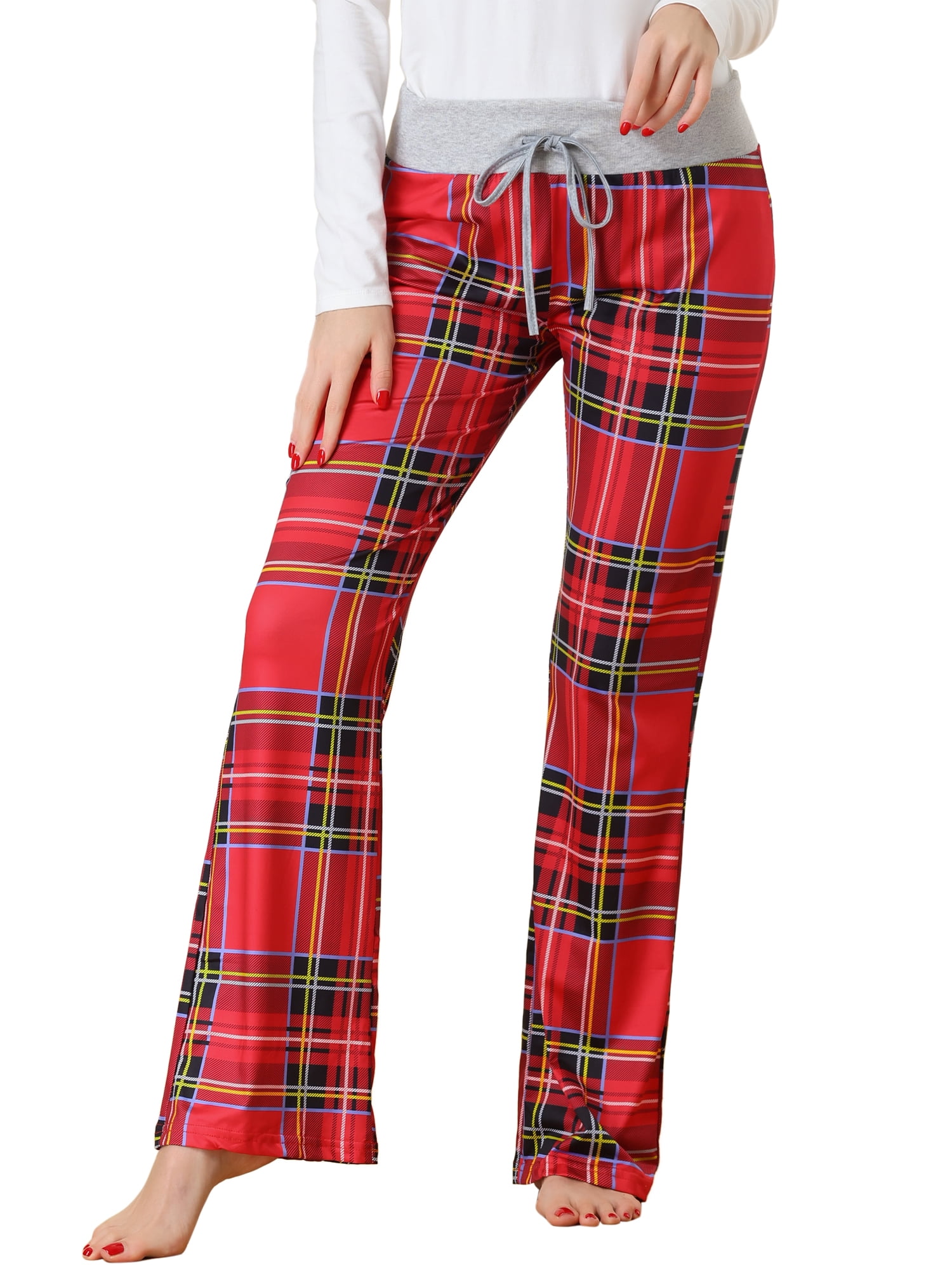 Unique Bargains Womens Pajamas Yoga Casual Trousers Wide Leg Sleepwear Lounge Pants