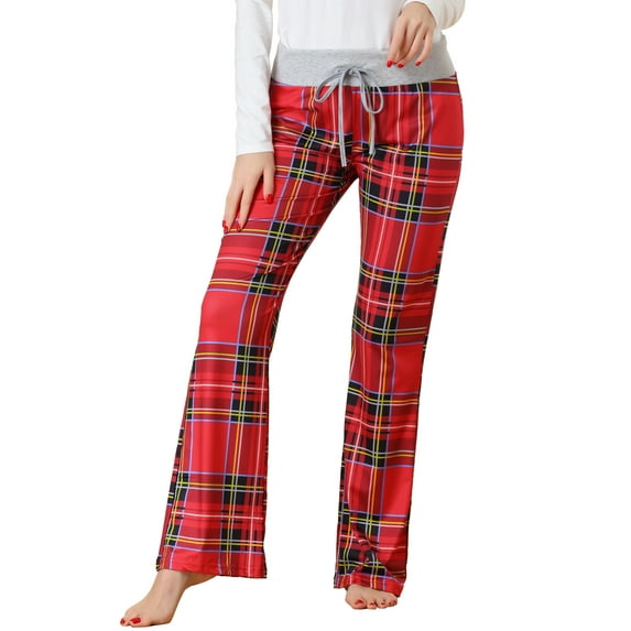 Unique Bargains Womens Pajamas Yoga Casual Trousers Wide Leg Sleepwear Lounge Pants