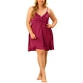 thumbnail image 1 of Unique Bargains Womens Plus Size Lace Nightgown Satin Chemise Lingerie Dress Sleepwear, 1 of 6
