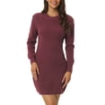thumbnail image 1 of Unique Bargains Womens' Round Neck Long Sleeve Slim Fit Casual Mini Sweater Dress XL Wine Red, 1 of 6