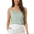 thumbnail image 1 of DARING DIVA Satin Cami Silky Strap Top Lounge Pajama Camisole L Pea Green, 1 of 6