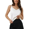 thumbnail image 1 of DARING DIVA Satin Cami Silky Strap Top Lounge Pajama Camisole XS White, 1 of 6