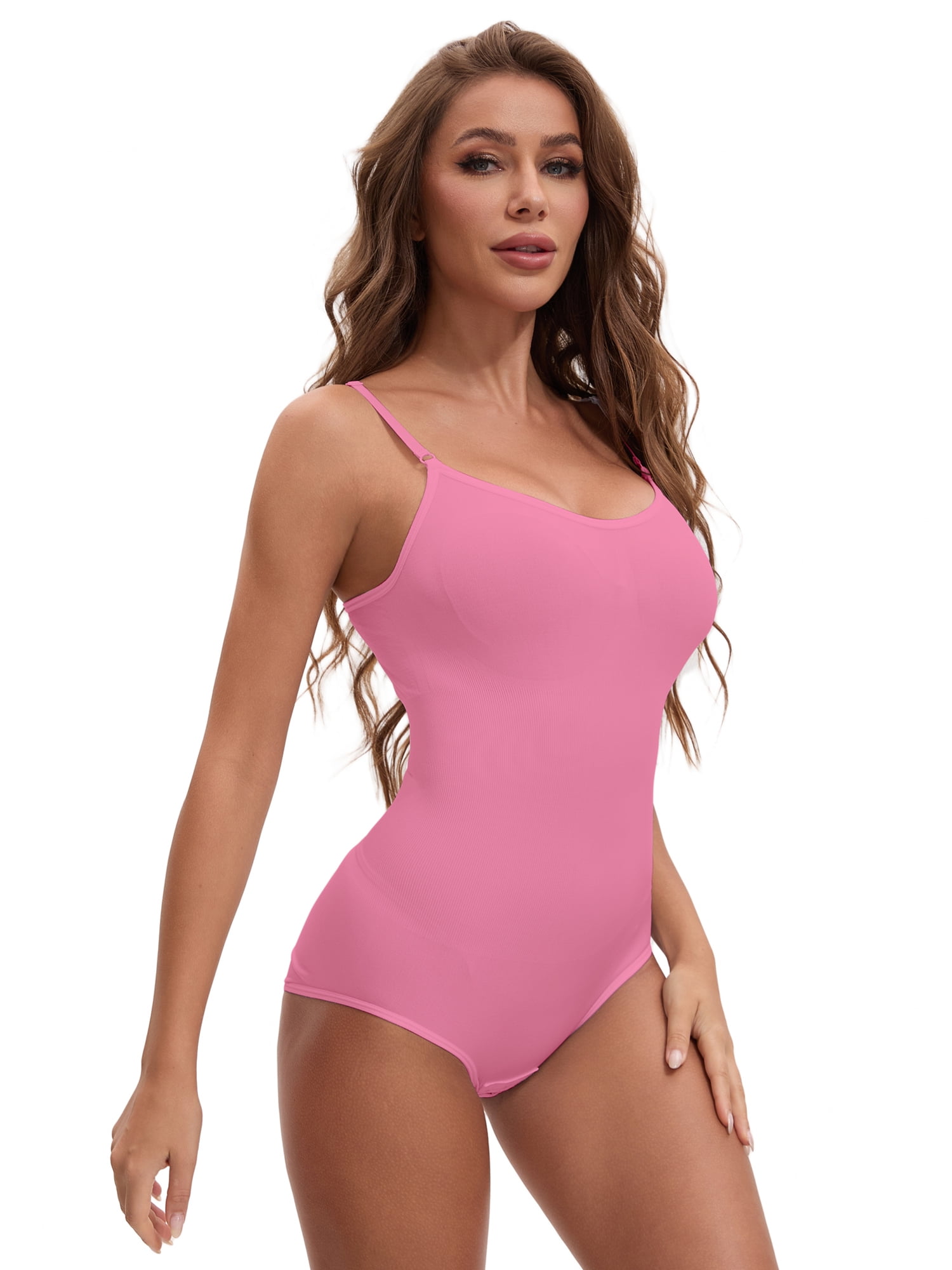 Unique Bargains Womens' Seamless Sleeveless Bodysuit Briefs Body Shaper 2XL Pink