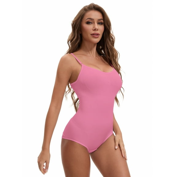 Unique Bargains Womens' Seamless Sleeveless Bodysuit Briefs Body Shaper 3XL Pink