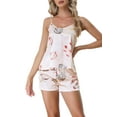 thumbnail image 1 of Unique Bargains Womens Sleeveless Cami Shirt Satin Lounge Set Pajama Sleepwear Sets, 1 of 5