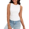 thumbnail image 1 of DARING DIVA Women's Summer Ribbed High Neck Casual Basic Tank Tops S White, 1 of 7