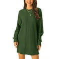 thumbnail image 1 of Unique Bargains Womens' Textured Long Sleeve Above Knee Casual Sweater Dress L Army Green, 1 of 6