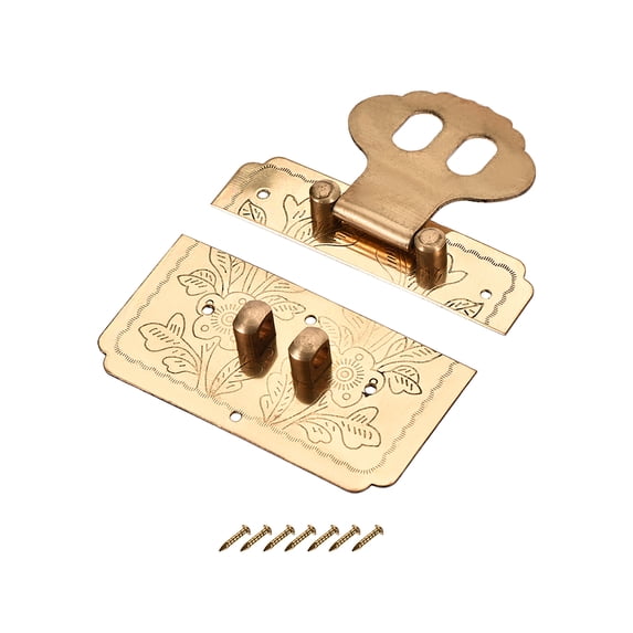 Unique Bargains Wood Case Box Rectangle Hasp 65x52mm Closure Brass Latch Yellow