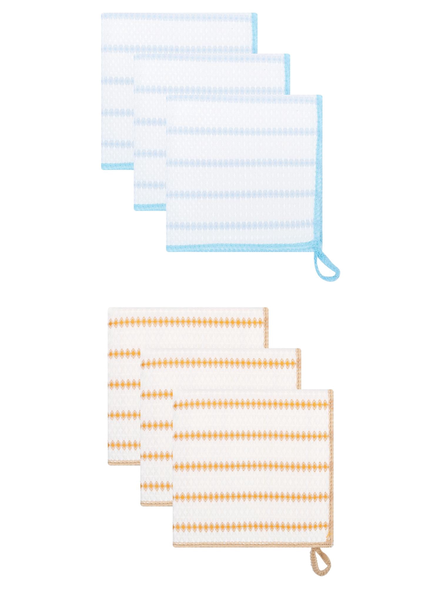 Unique Bargains Wood Fiber Absorbent Cleaning Cloths 6 Pack Coffee/Blue 12" x 12"