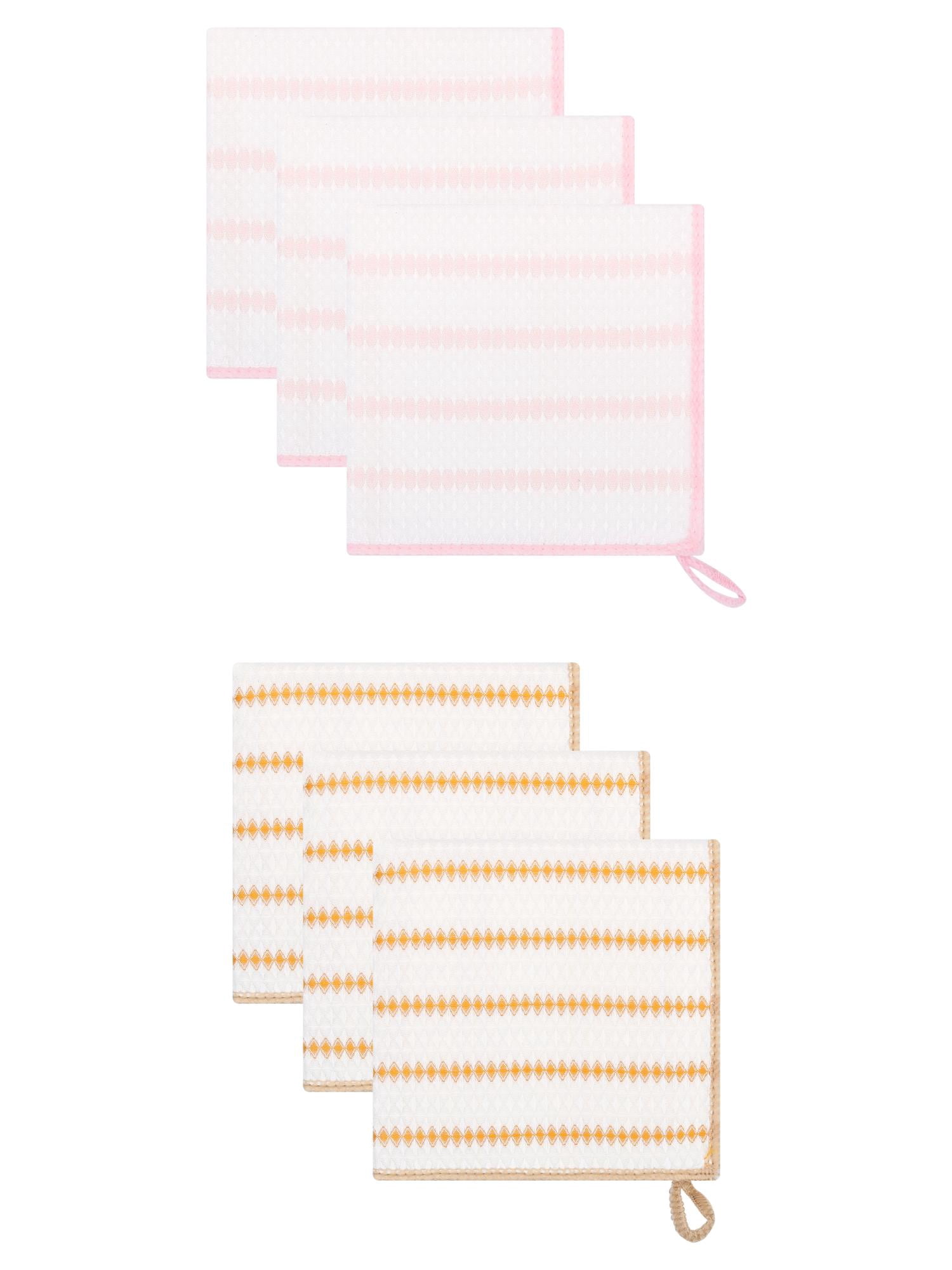 Unique Bargains Wood Fiber Absorbent Cleaning Cloths 6 Pack Coffee/Pink 12" x 12"