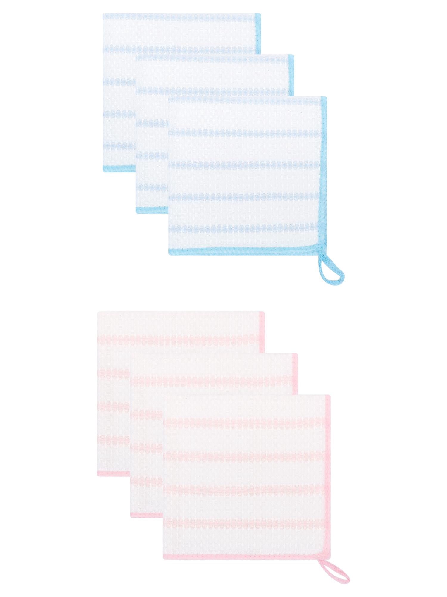 Unique Bargains Wood Fiber Absorbent Cleaning Cloths 6 Pack Pink/Blue 12" x 12"