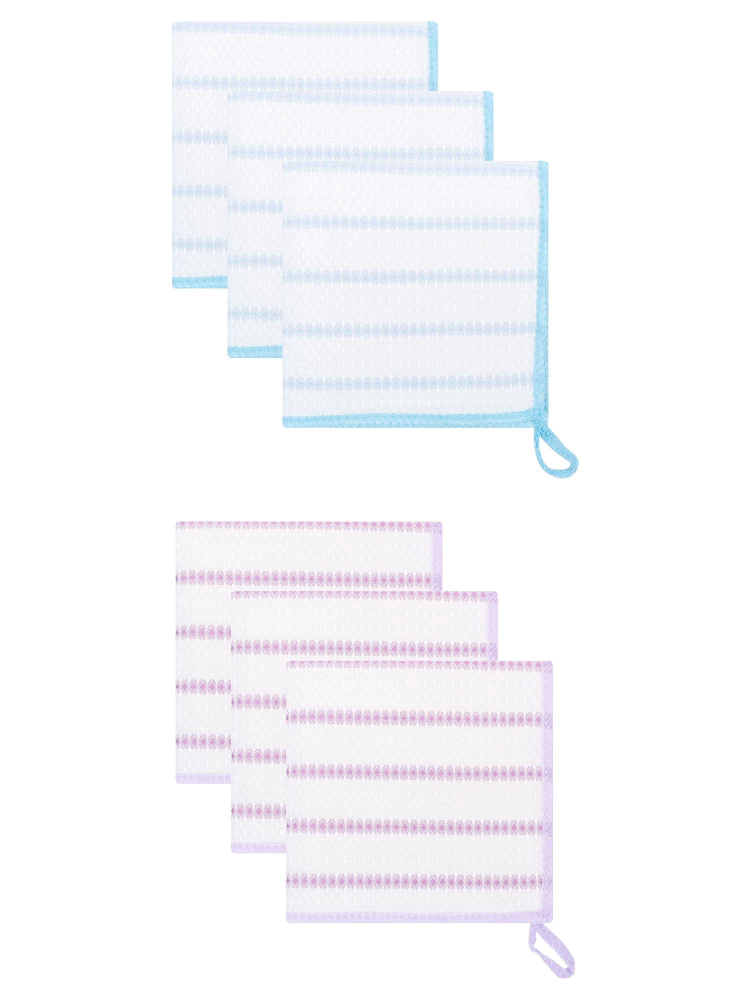 Unique Bargains Wood Fiber Absorbent Cleaning Cloths 6 Pack Purple/Blue 12" x 12"