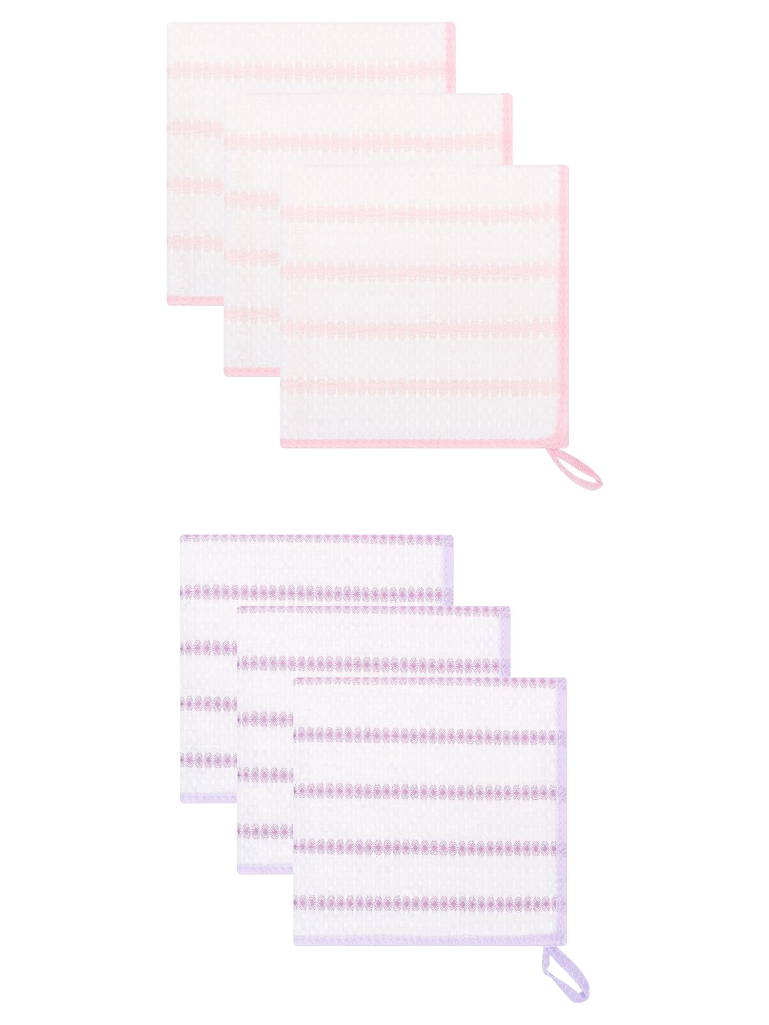 Unique Bargains Wood Fiber Absorbent Cleaning Cloths 6 Pack Purple/Pink 12" x 12"