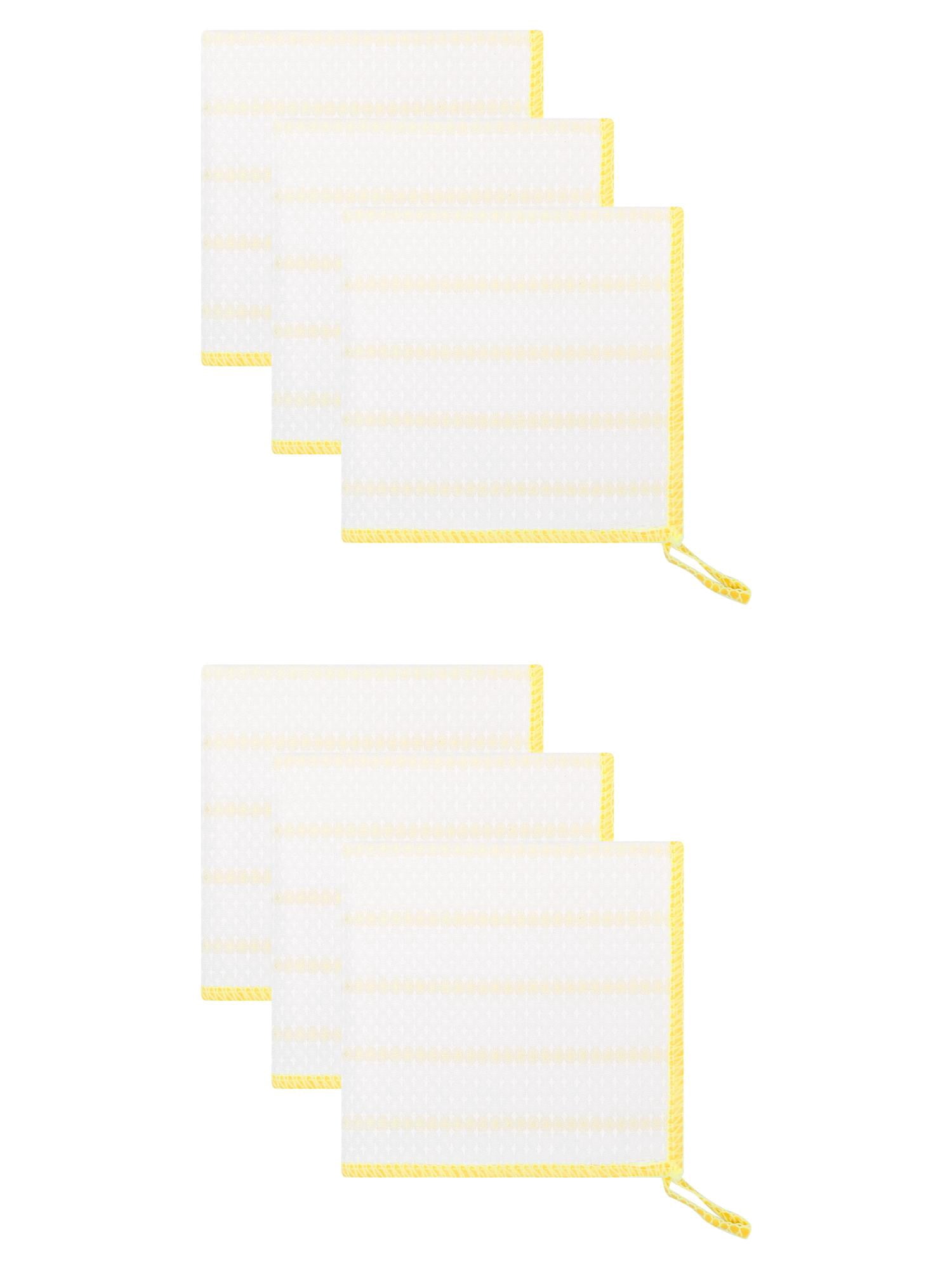 Unique Bargains Wood Fiber Absorbent Cleaning Cloths 6 Pack Yellow 12" x 12"
