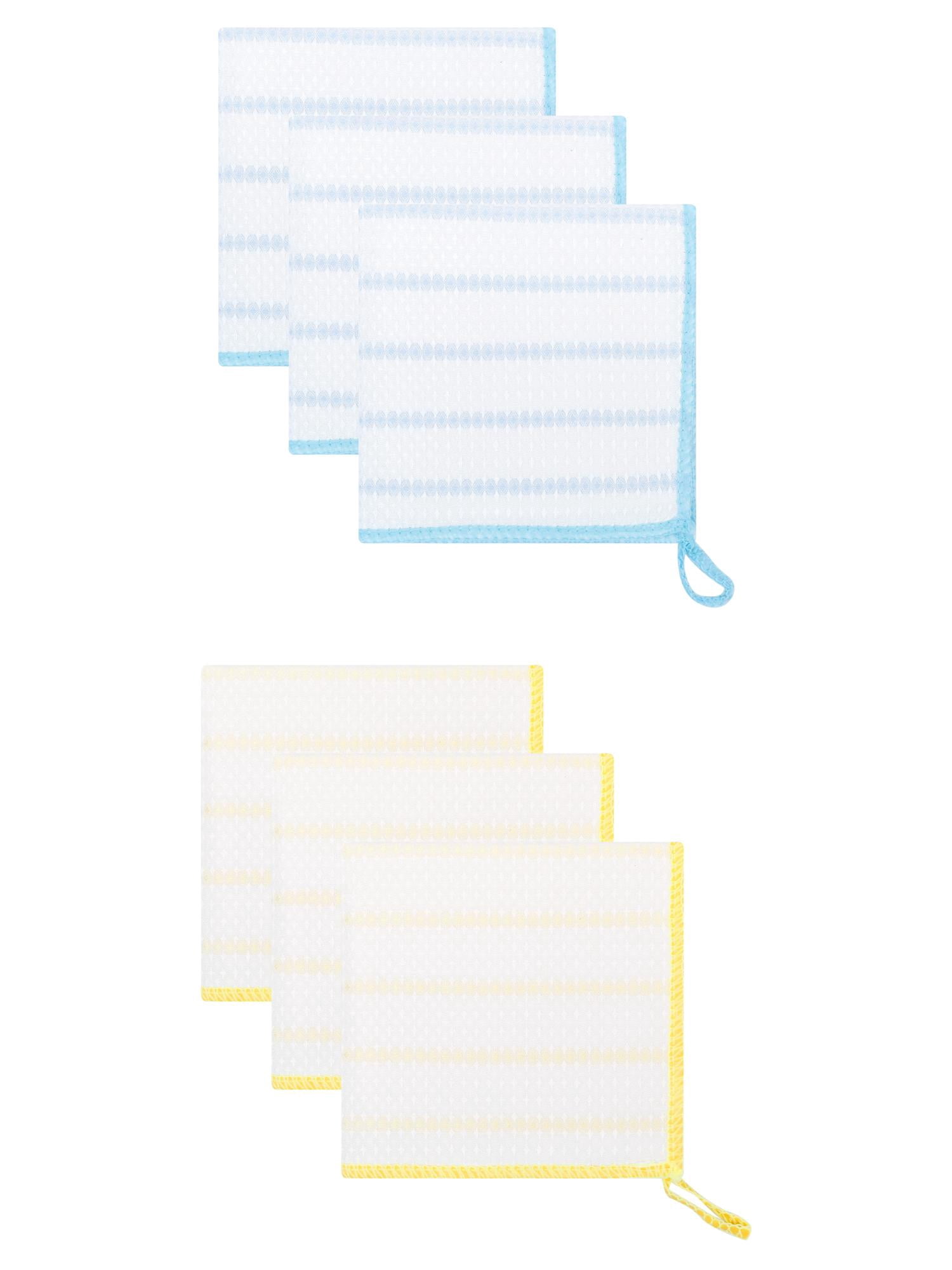 Unique Bargains Wood Fiber Absorbent Cleaning Cloths 6 Pack Yellow/Blue 12" x 12"